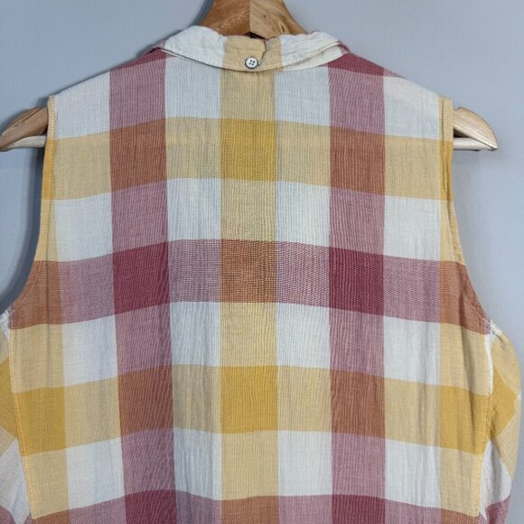 Woolrich Organic Cotton Plaid Collared Mini Dress Women's L Red Yellow Outdoors - Picture 8 of 10